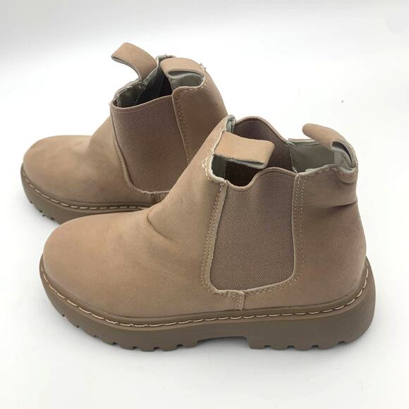 Ankle Platform Boot Womens Size 6 Khaki Faux Suede Booties - Picture 3 of 11